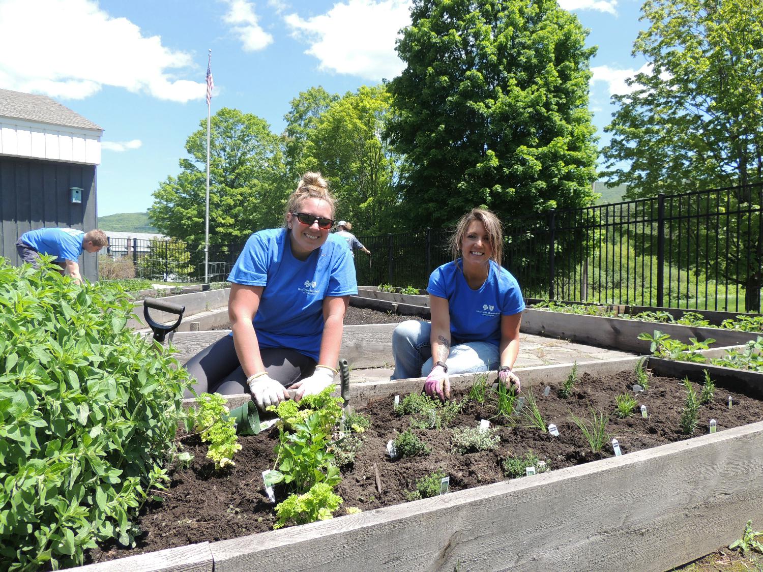 Our Blue Crew Days program encourages volunteering. This team chose to plant a garden for an area nursing home.