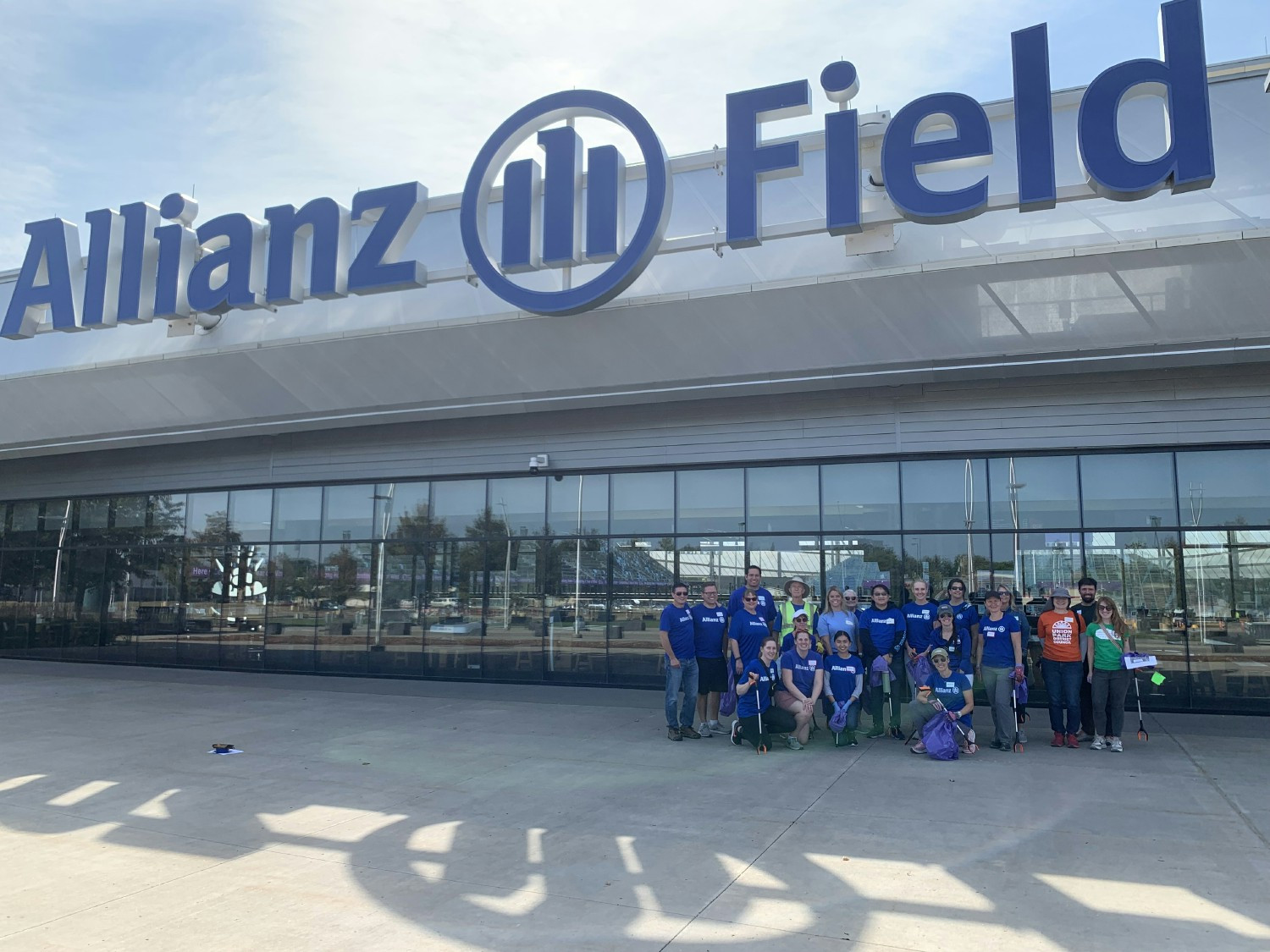 Each year, Allianz employees volunteer on World Cleanup Day to pick up trash in the neighborhood around Allianz Field. 