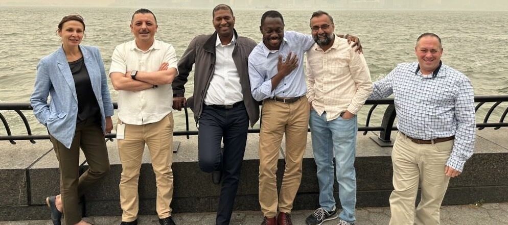 Colleagues enjoying the harbor views near EquiLend's Battery Park City location.