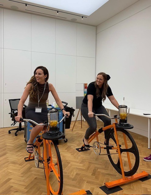 The smoothie bike challenge where contestants race to make a smoothie in the fastest time!