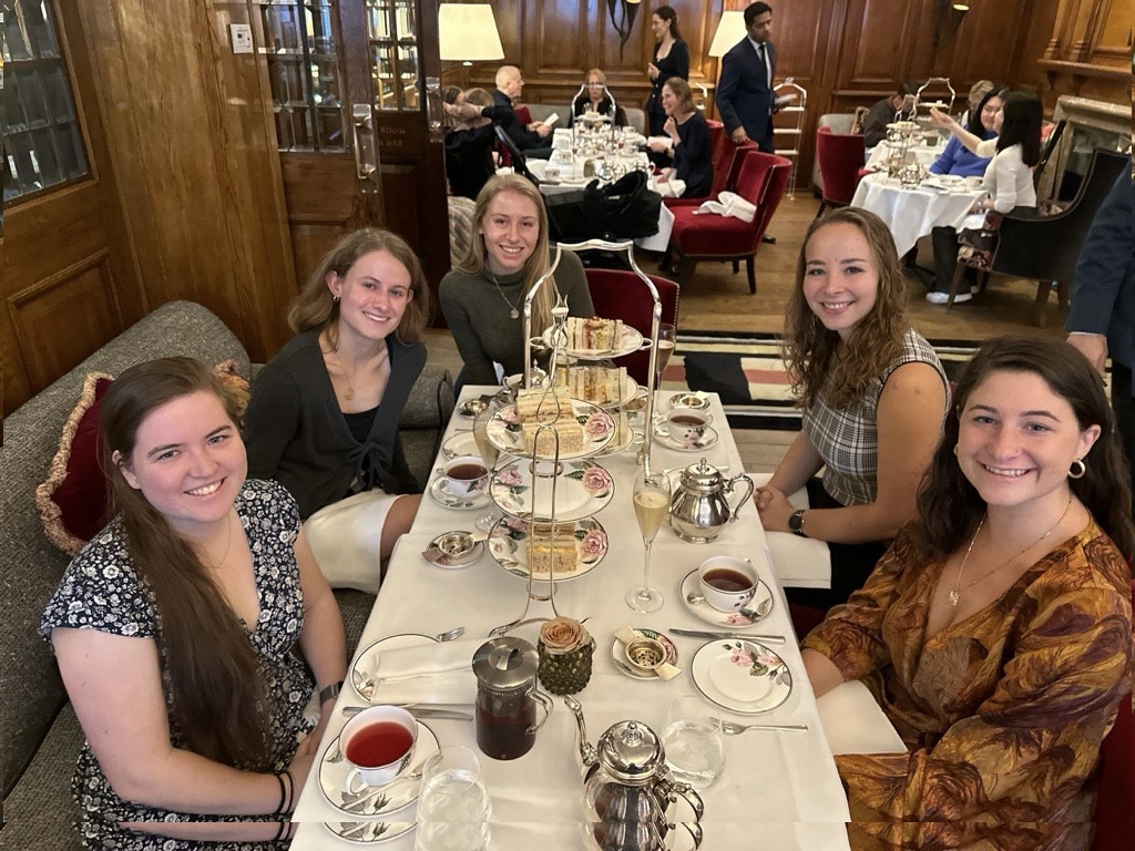 ChartWomen US affinity group taking the opportunity to have afternoon tea during a work trip to London