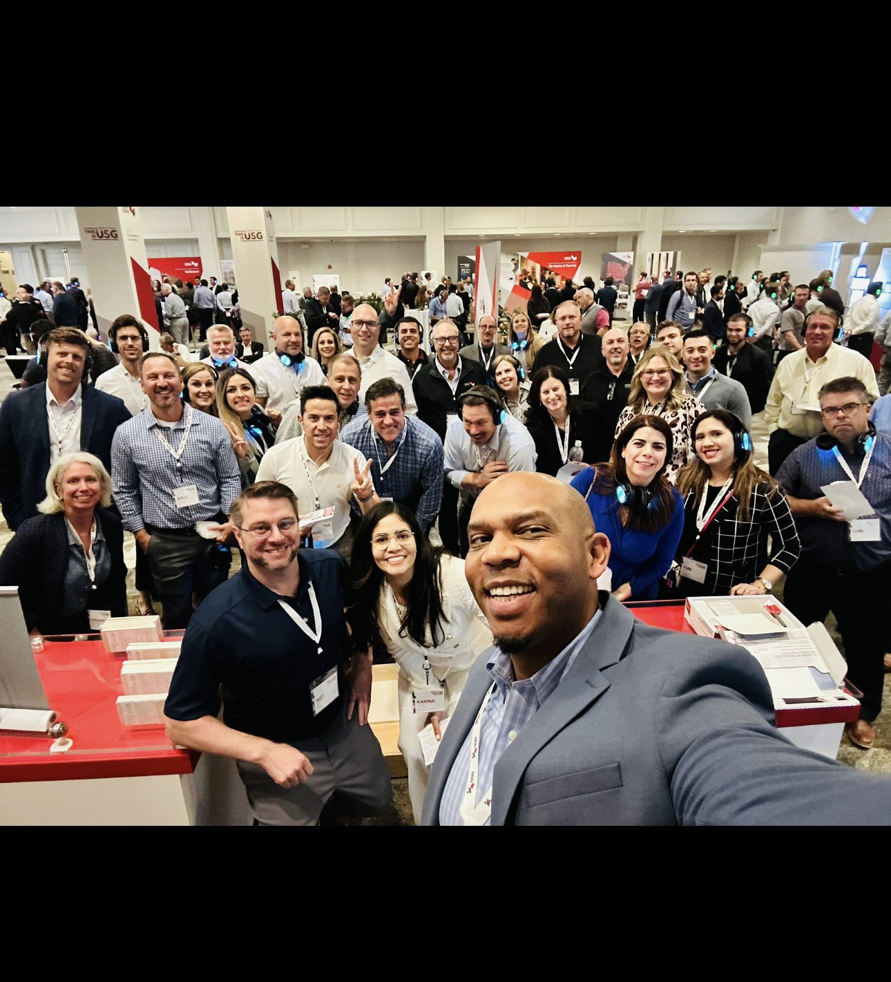 USG employees gather together at USG’s North American Sales Meeting and trade show.