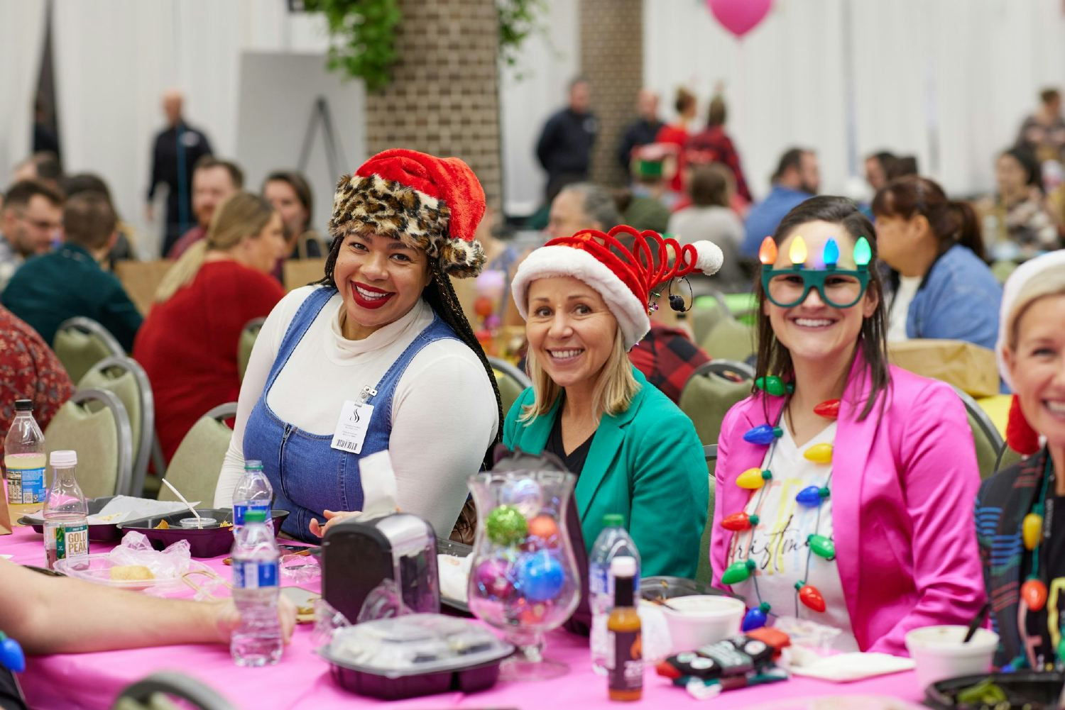 Employees enjoying a meal together at our annual holiday luncheon