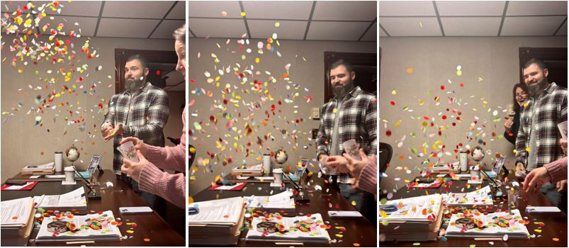 GPTW Confetti Popper in CEO's Office