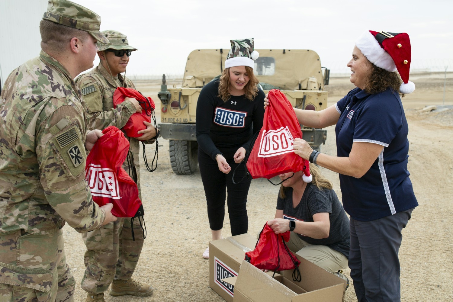 Bringing some holiday cheer to service members away from their families. 