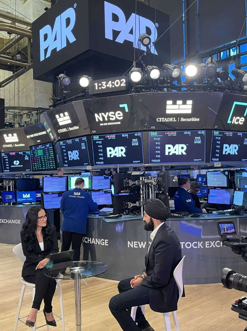 PAR's CEO being interviewed at the NYSE