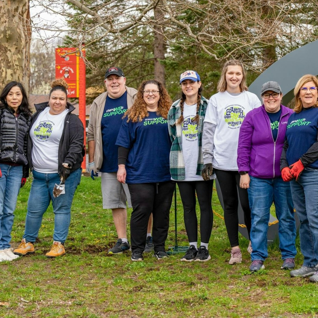 Employees rolled up their sleeves and participated in a clean-up effort at the Rosamond Gifford Zoo for Earth Day. 