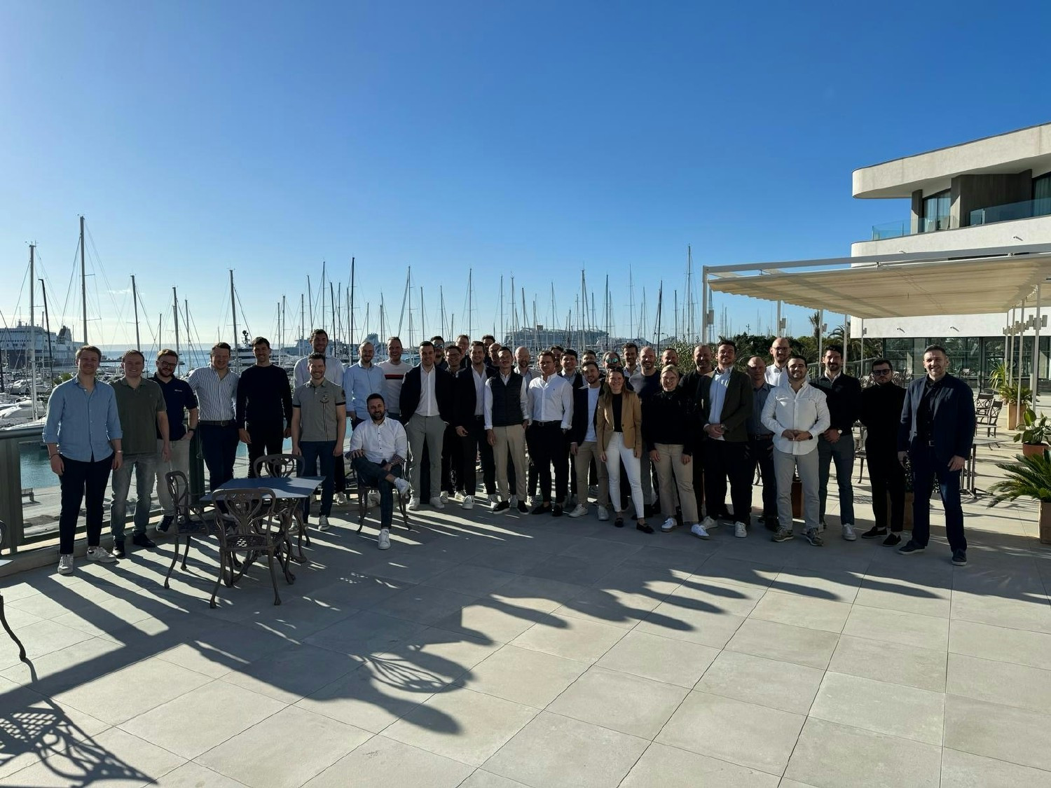 Employees from our German go-to-market team enjoying each other's company at a team offsite in Mallorca. 