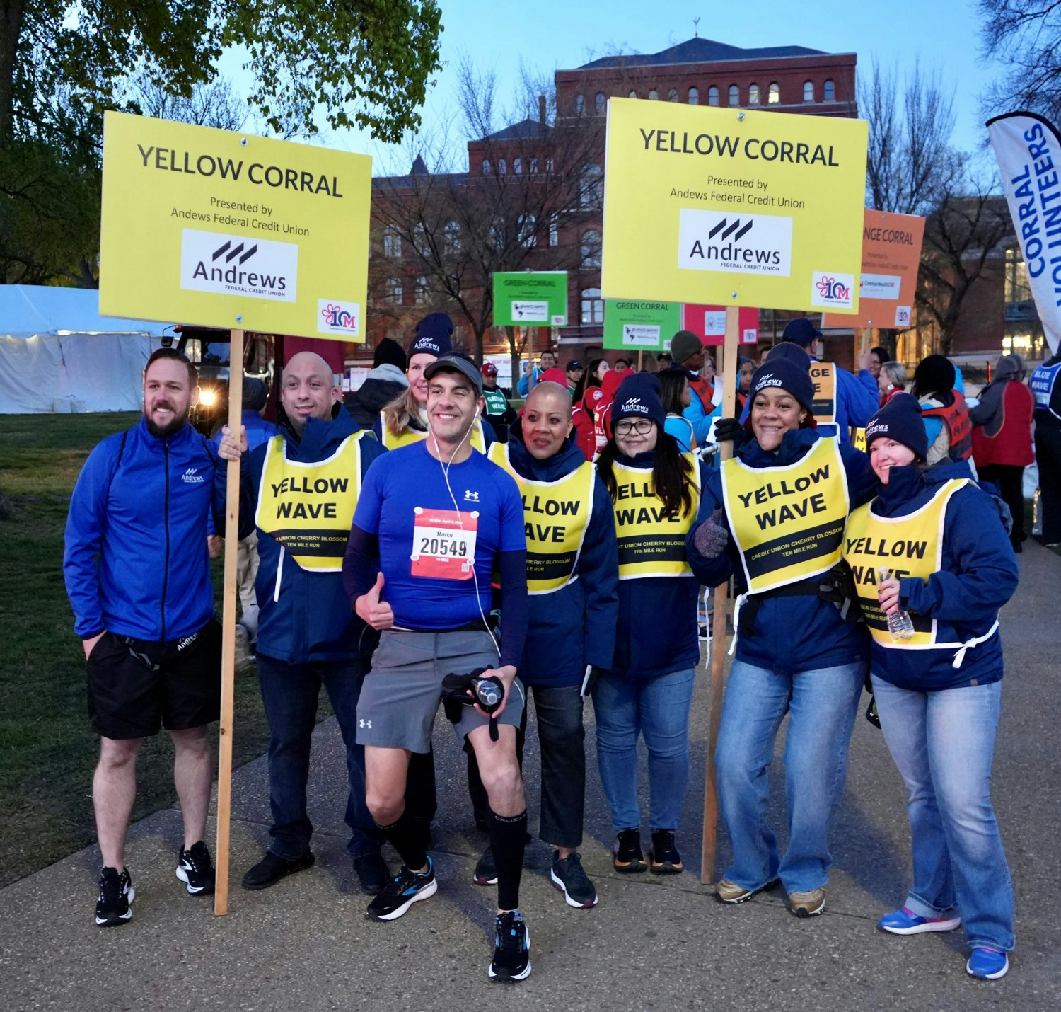 Staff volunteers supporting the Cherry Blossom 10-Mile Run.  The event raises money for the Children's Miracle Network