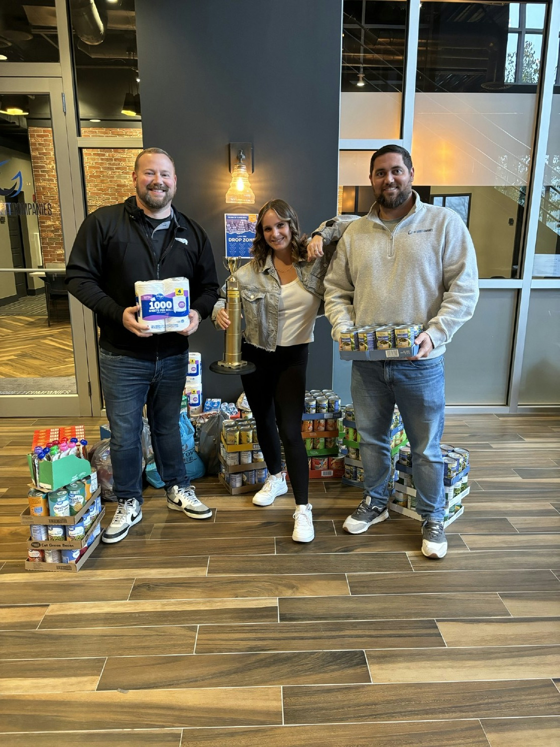 Canned food drive and community support.