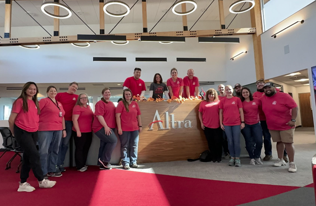 Employees getting ready for Altra Gives Back Day in Rochester, MN.