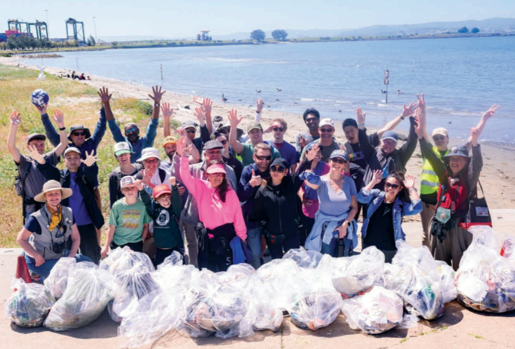 Matson family & friends near the Oakland Ports in California cleaning up the shore in celebration of Earth Day.