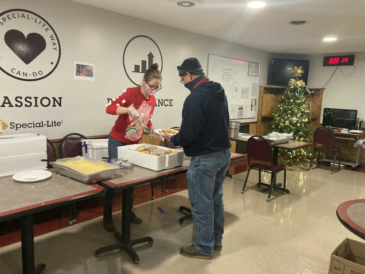 Leadership serving breakfast