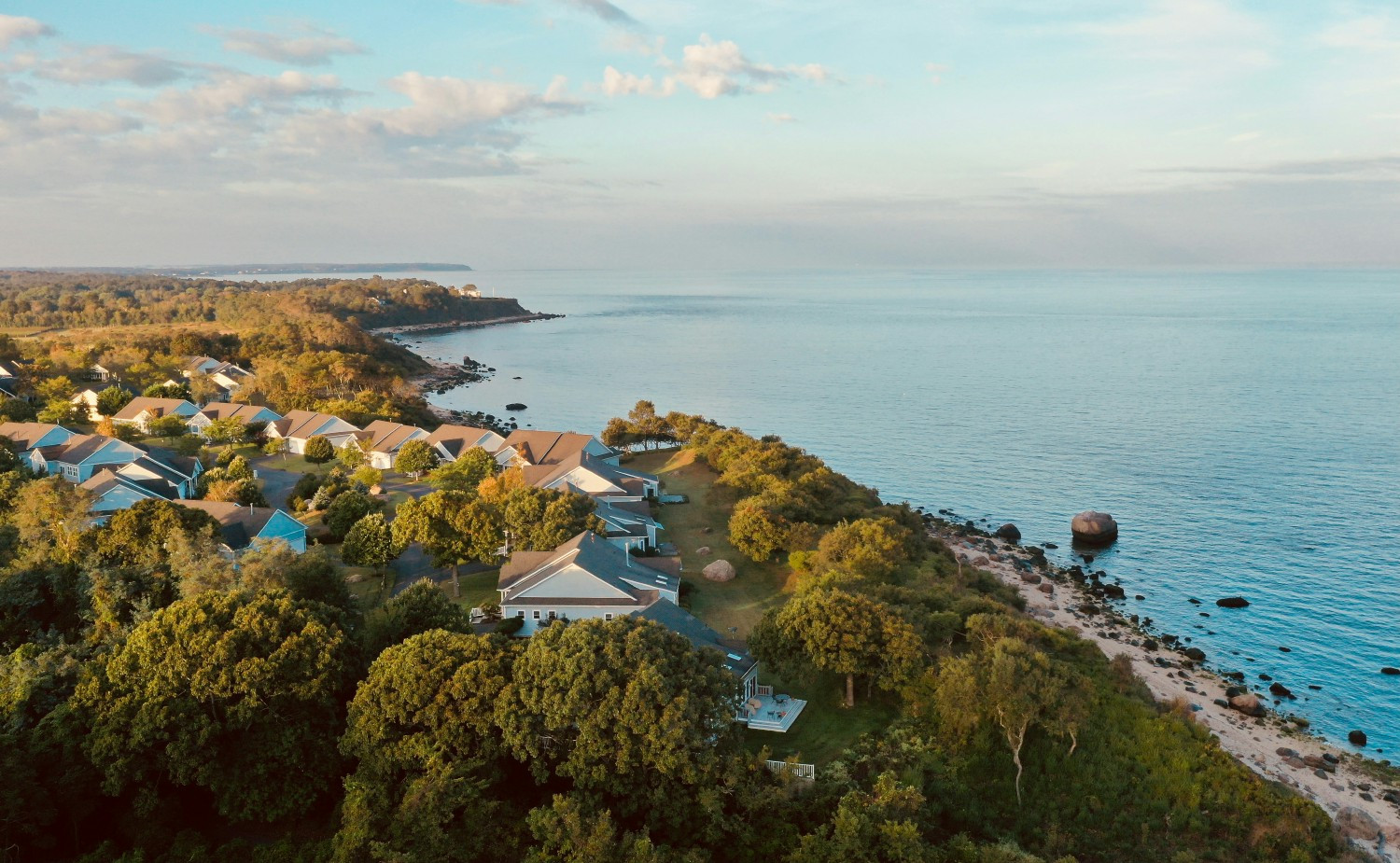 An aerial view of our 144-acre campus alongside the beautiful Long Island Sound.