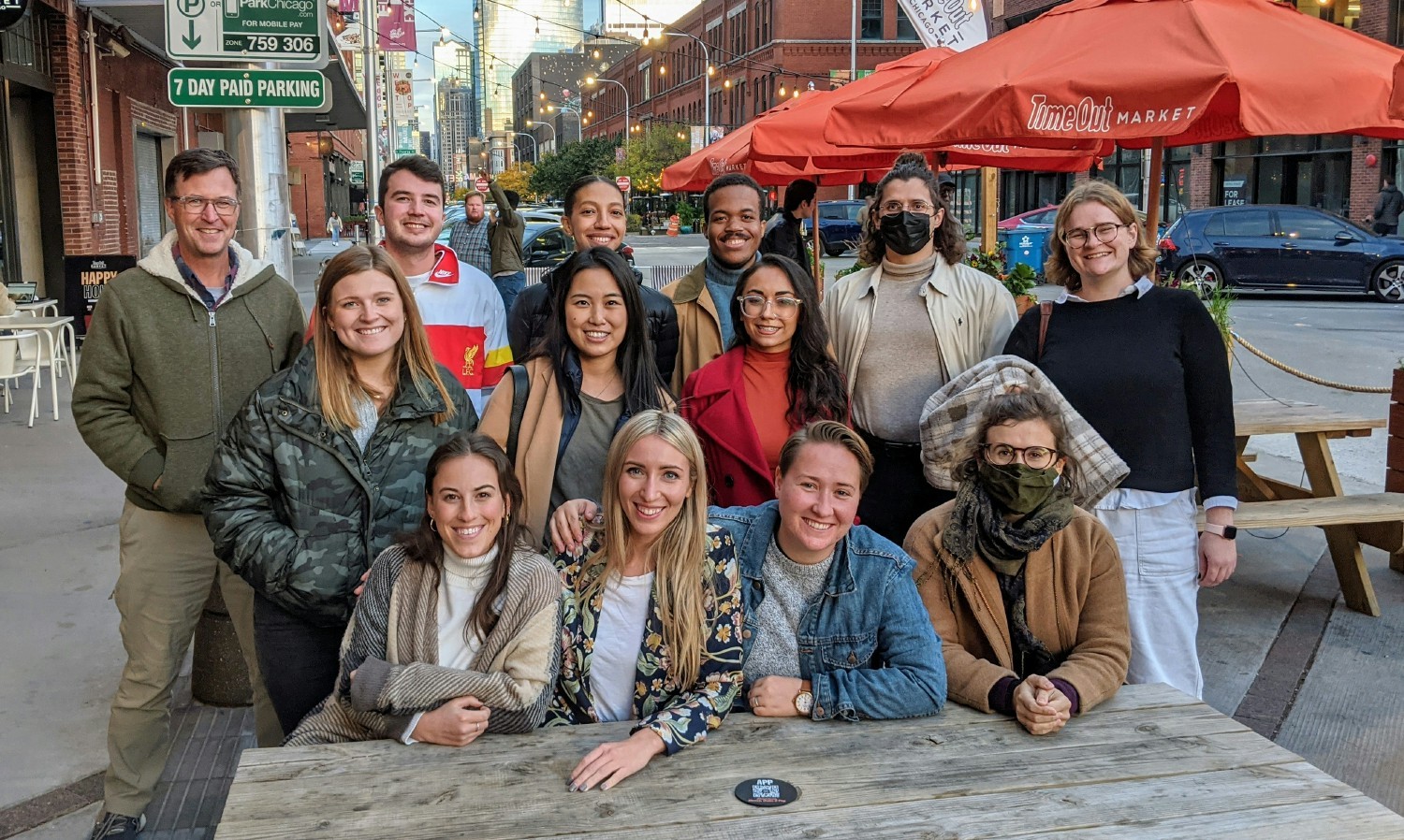 Enjoying dinner and drinks and each other's company in Chicago's popular West Loop neighborhood!