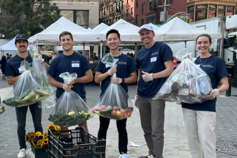 Employees helped “rescue” unsold produce and bread from farmers, for distribution at emergency food programs. 