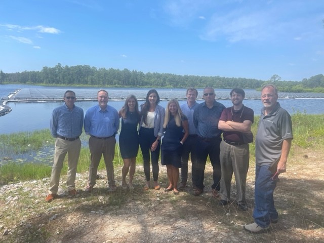 Ameresco team at project site--US Army Fort Bragg Floating Solar Photovoltaic Installation.