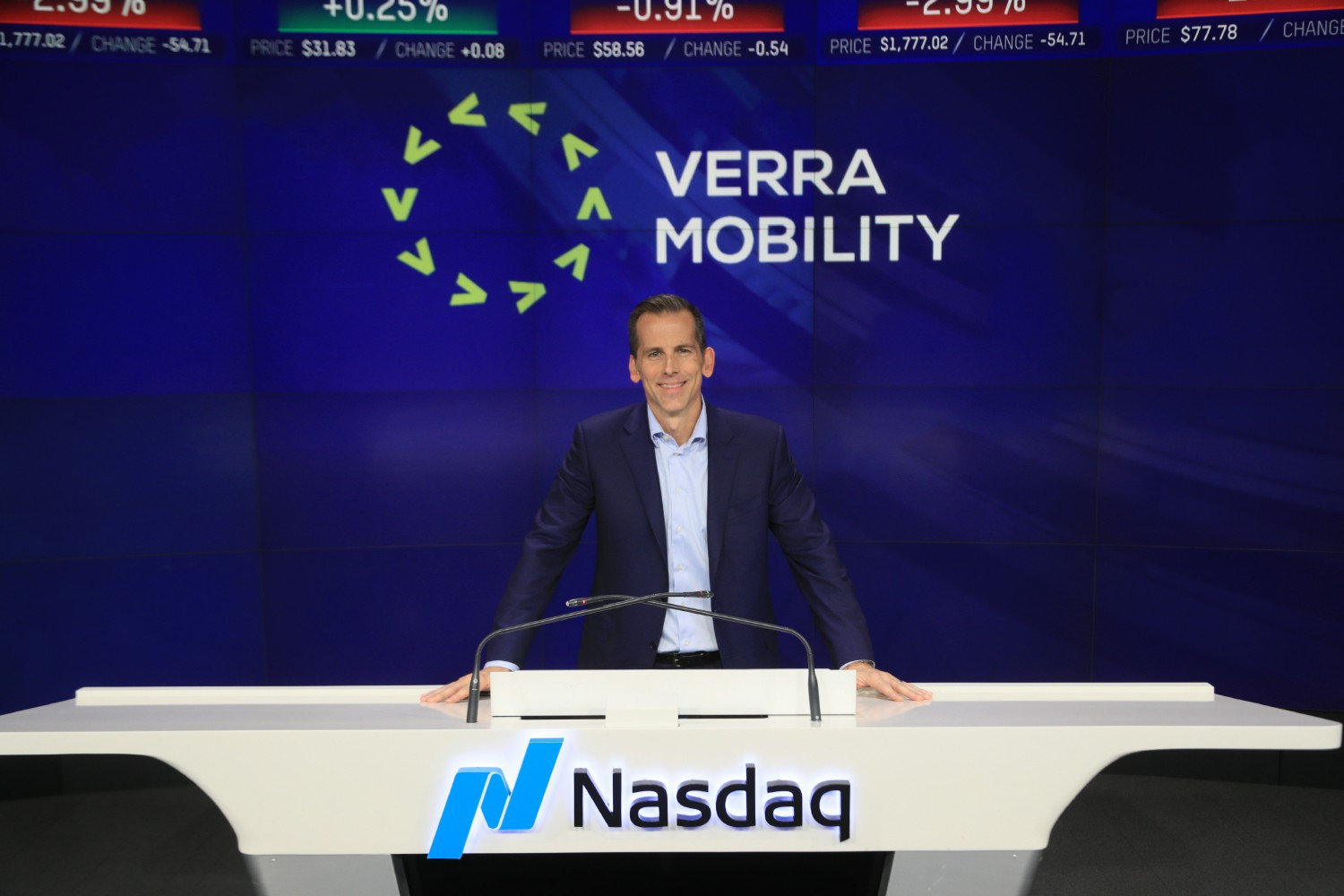CEO David Roberts ringing the closing bell when the company became publicly traded on the Nasdaq in October 2018.
