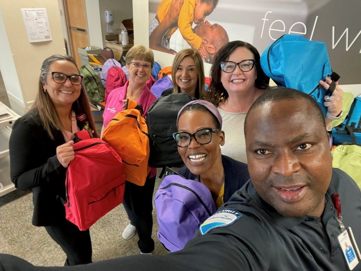 Giving back to our communities is at the heart of AdventHealth. Our team donates school supplies to local children.