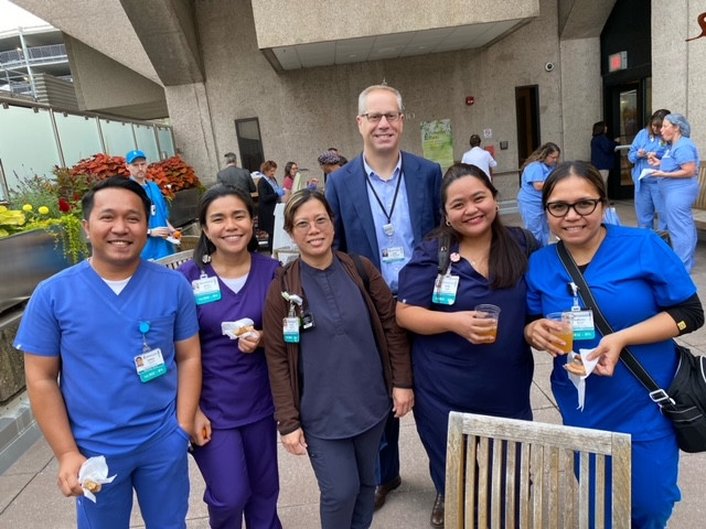 Crouse staff, along with President & CEO Seth Kronenberg, MD, enjoyed cider and donuts on our patient patio this fall.