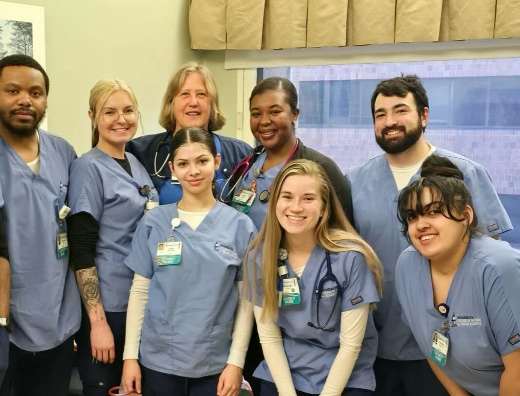 Students from the Pomeroy College of Nursing celebrate the end of the semester.