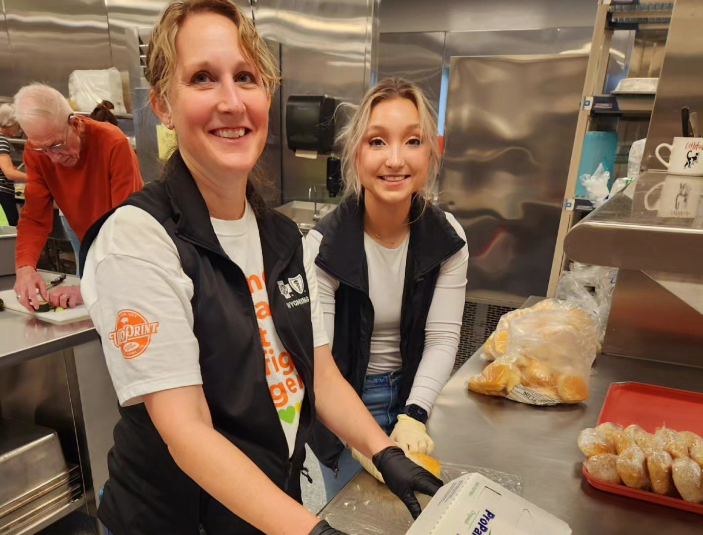 Employees volunteering at a 