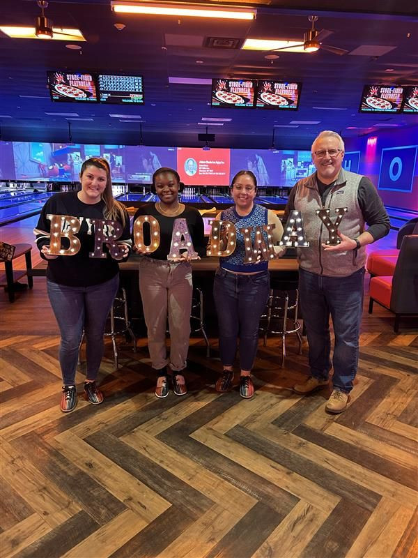 A off-site Broadway bowling bonding event.