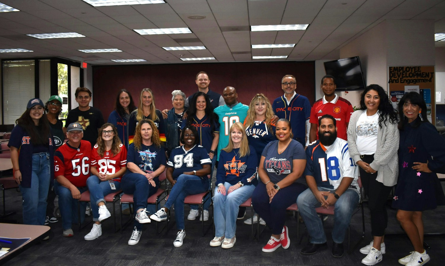 Port Houston employees participate in Spirit Week by wearing their favorite sports team apparel.