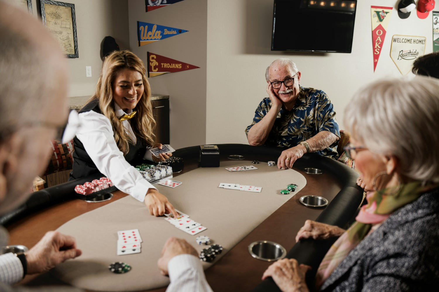 team member with residents