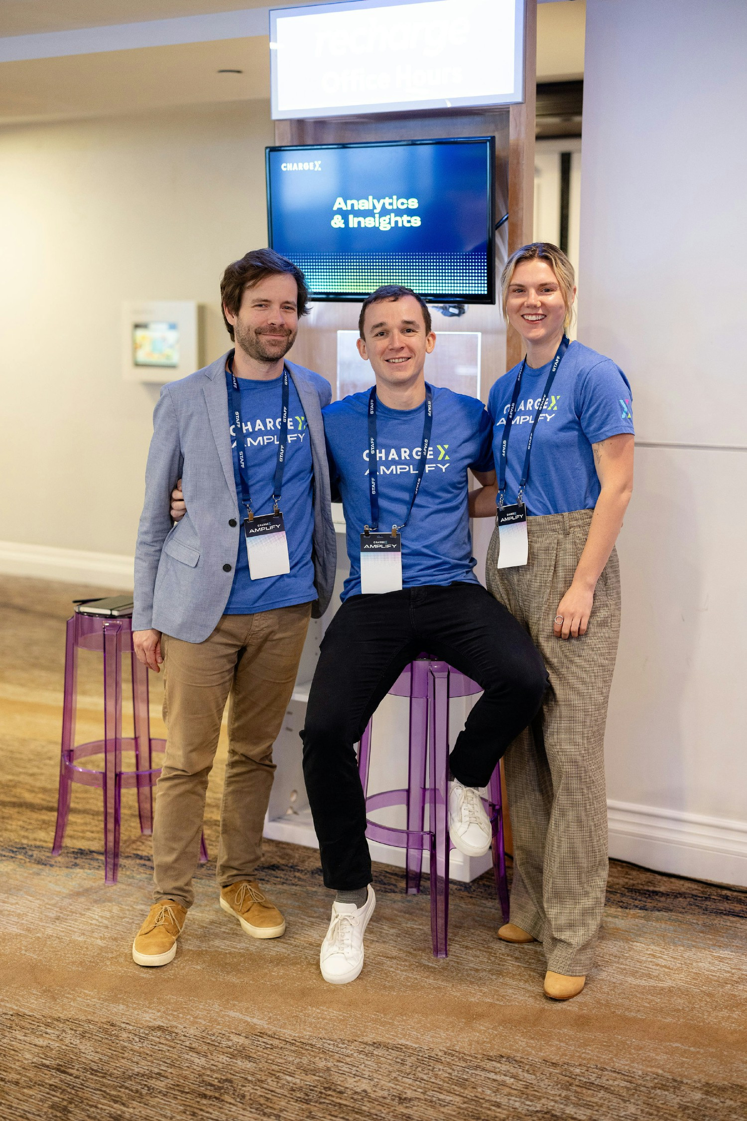 Recharge team members pose for a photo at the company's ChargeX conference in San Diego.