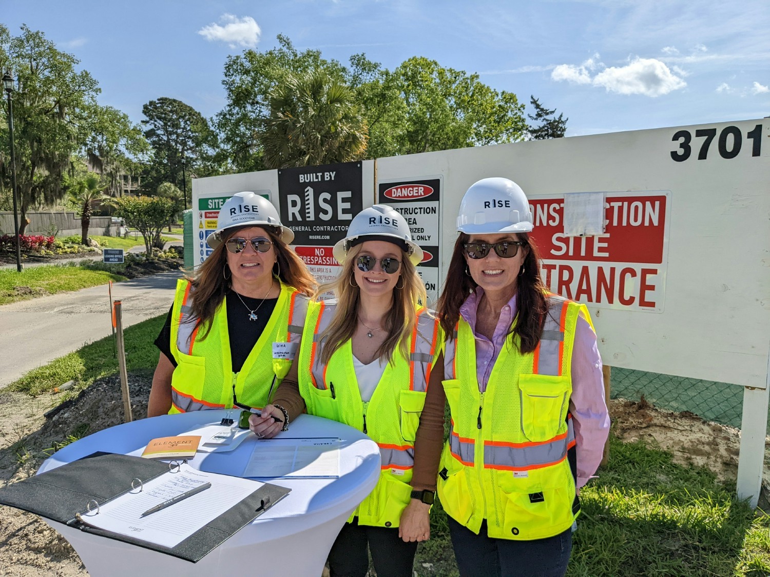 A few RISE Construction team members greeting guests at a groundbreaking ceremony in Gainesville, FL.