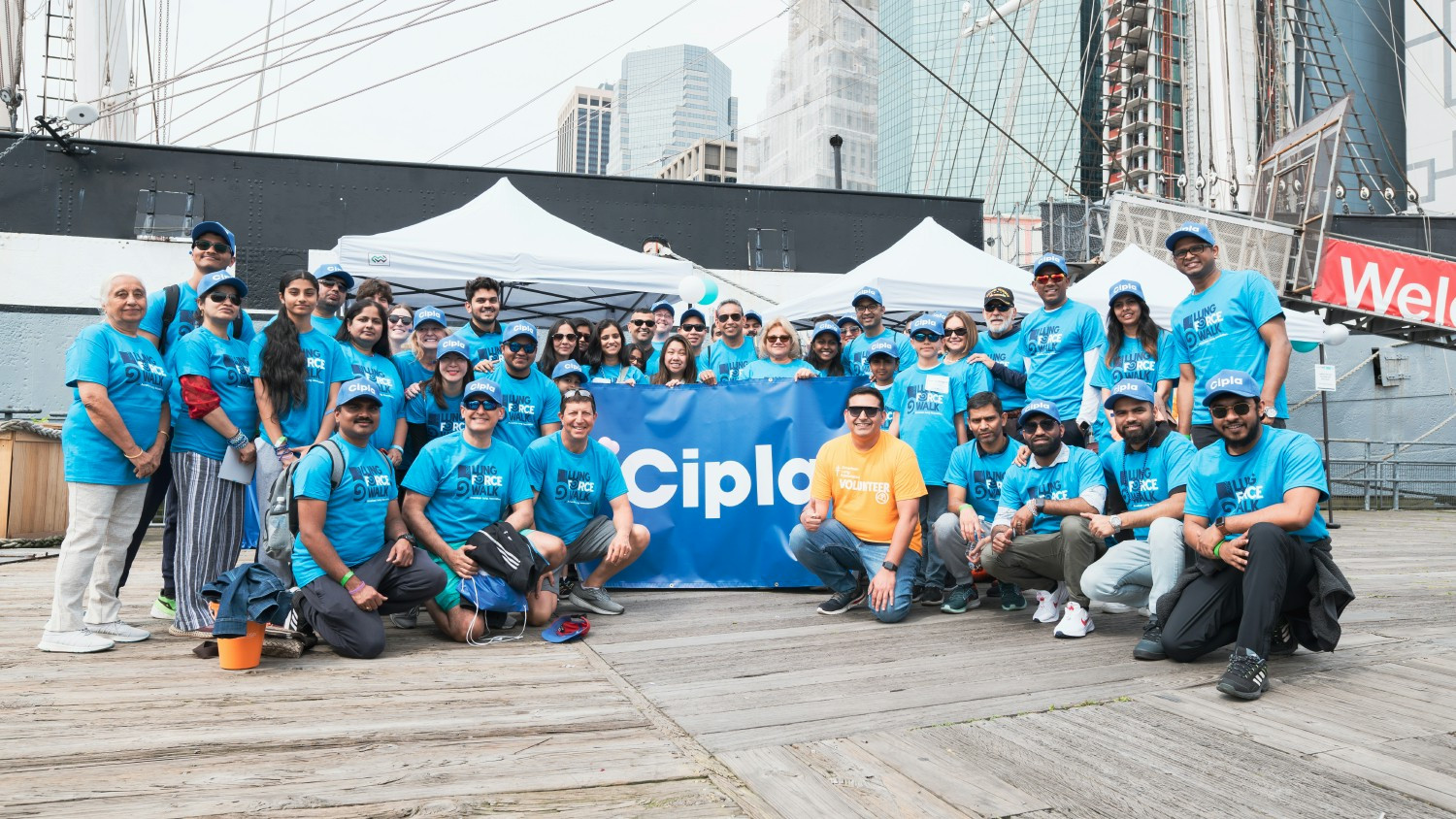 Cipla team sponsorship, fundraising and walking together at the 2024 NY American Lung Association Lung force Walk.