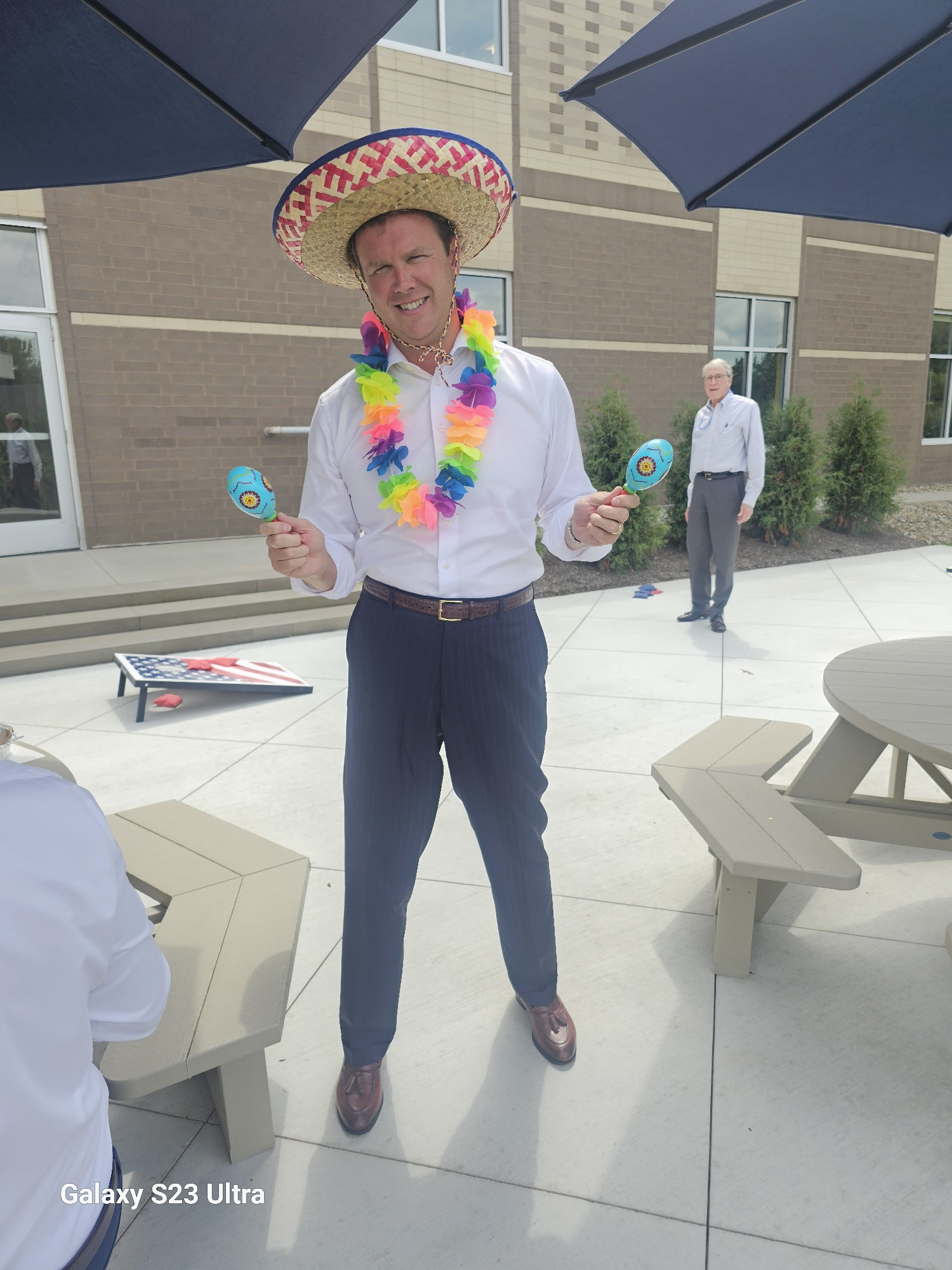 Ryan's 40th Birthday lunch celebration at the office on the patio