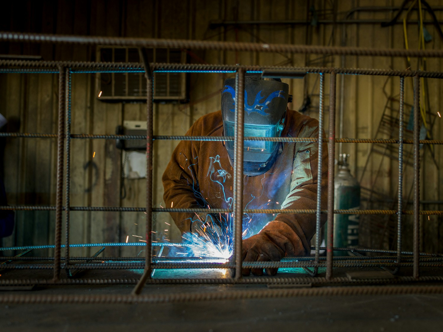 Celebrating our skilled team member as he expertly welds a rebar cage, adding strength and integrity to our quality pro