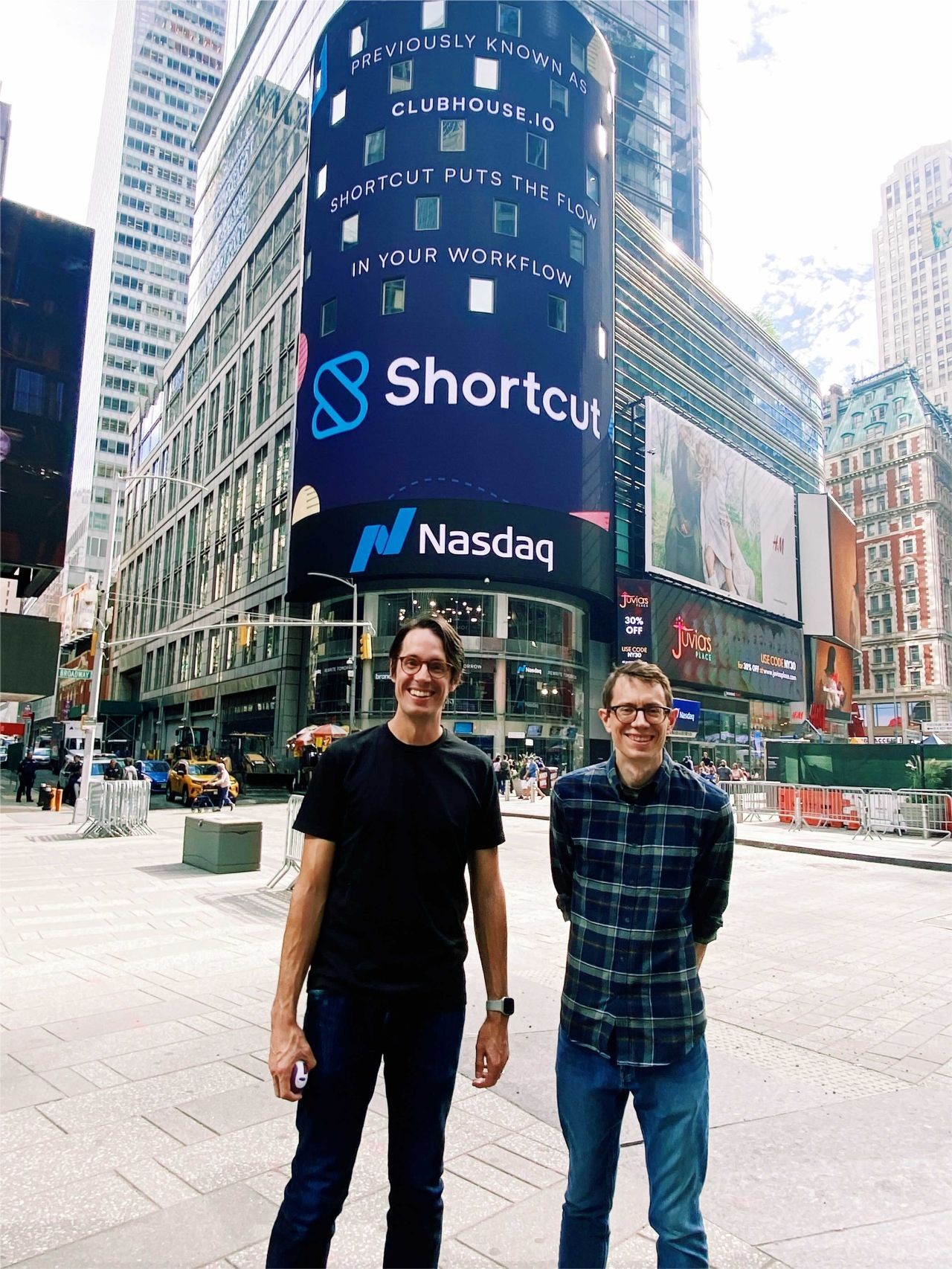 Our founders standing proudly in front of our ad in Time Square, NYC after our (Q32021) rebrand. (L- Kurt & R- Andrew) 