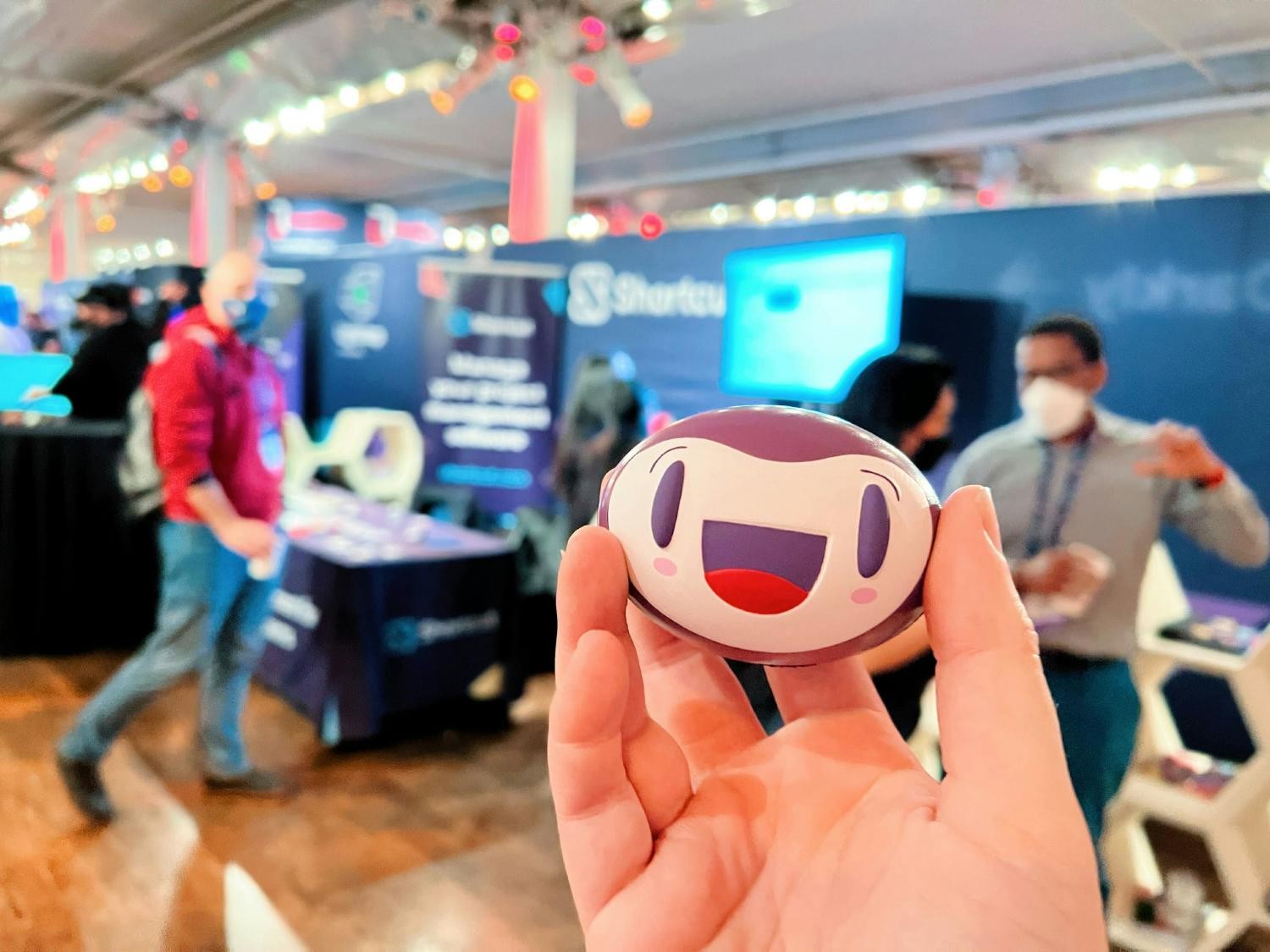 Dot at our LeadDev NYC booth with some of our NYC folks.