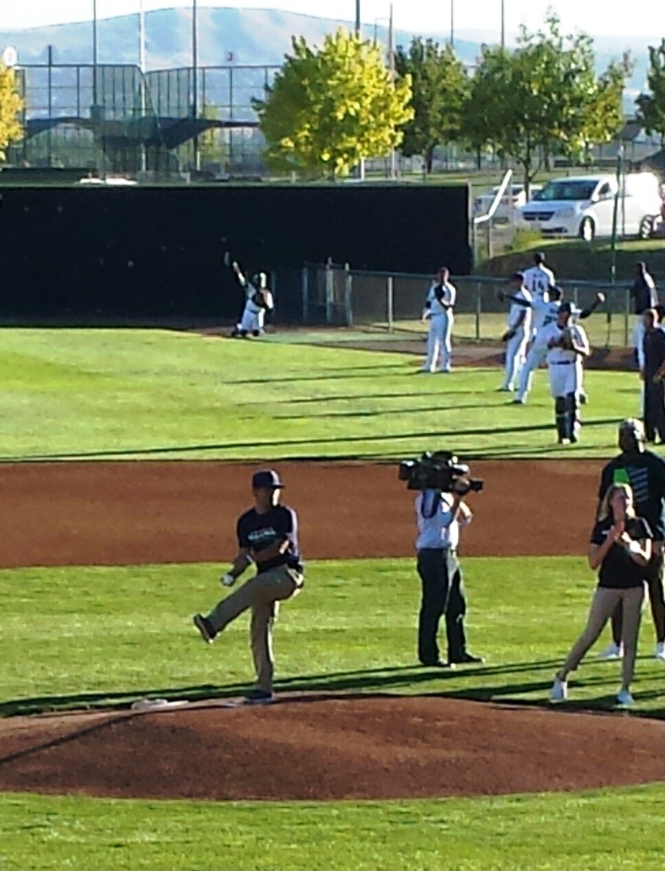 VTC Vice President Throwing the first pitch at a Tri-City Dust Devils game.