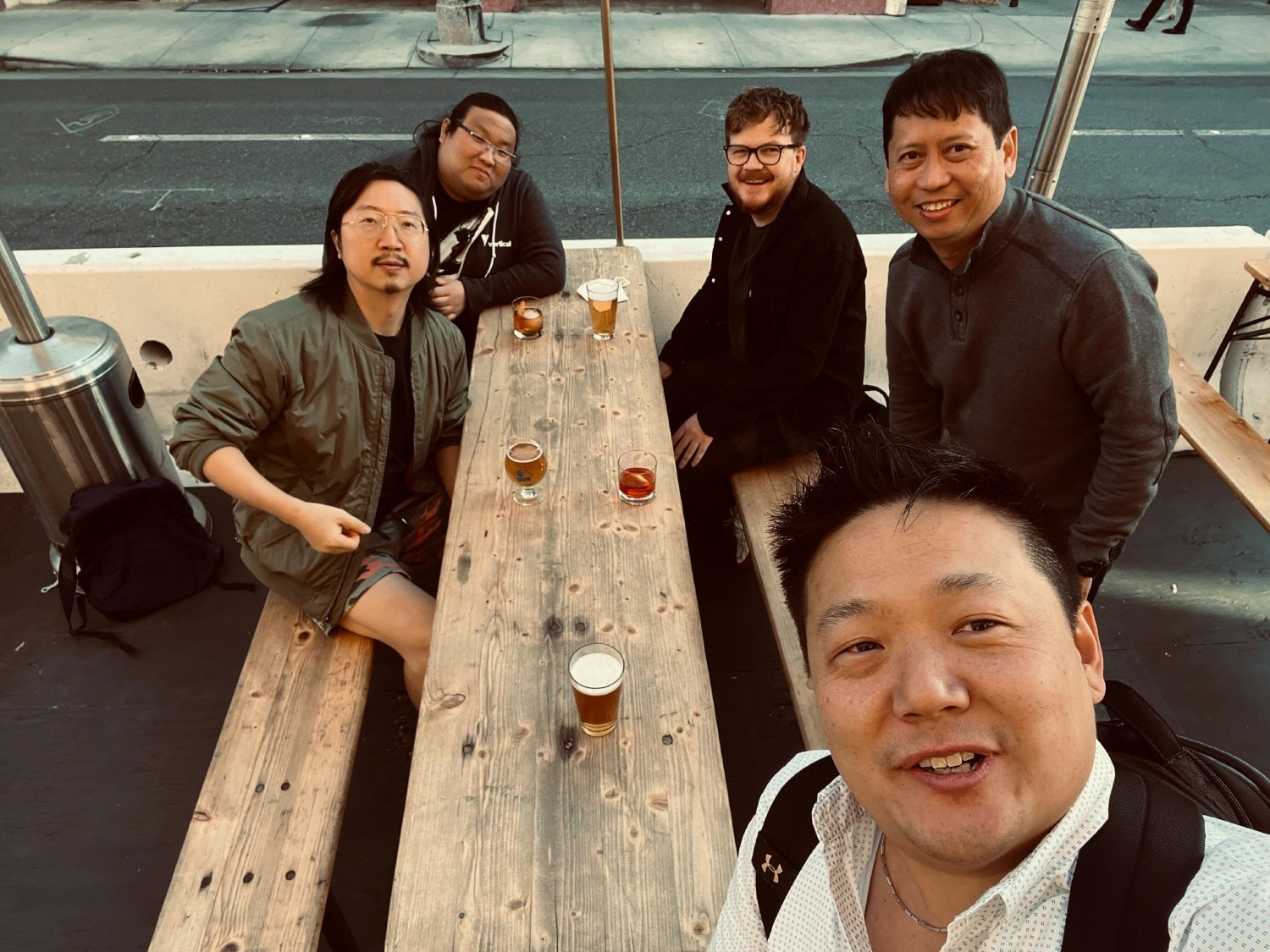 Five of our colleagues grabbing drinks after week long strategy session. 