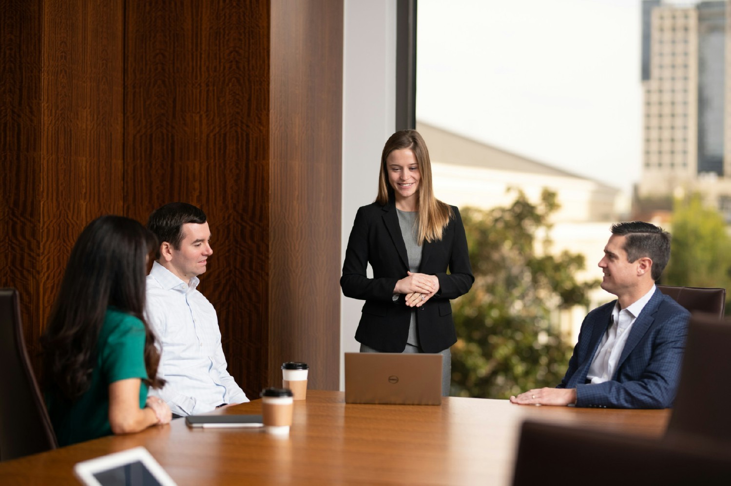 Some members of our team collaborating during a meeting in one of our conference rooms. 