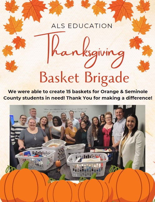 Corporate staff donated to create Thanksgiving meal baskets for Orange and Seminole county families in need