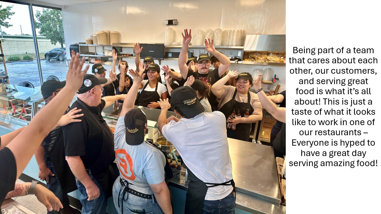 Being part of a team that cares about each other, our customers, and serving great food is what it’s all about!  