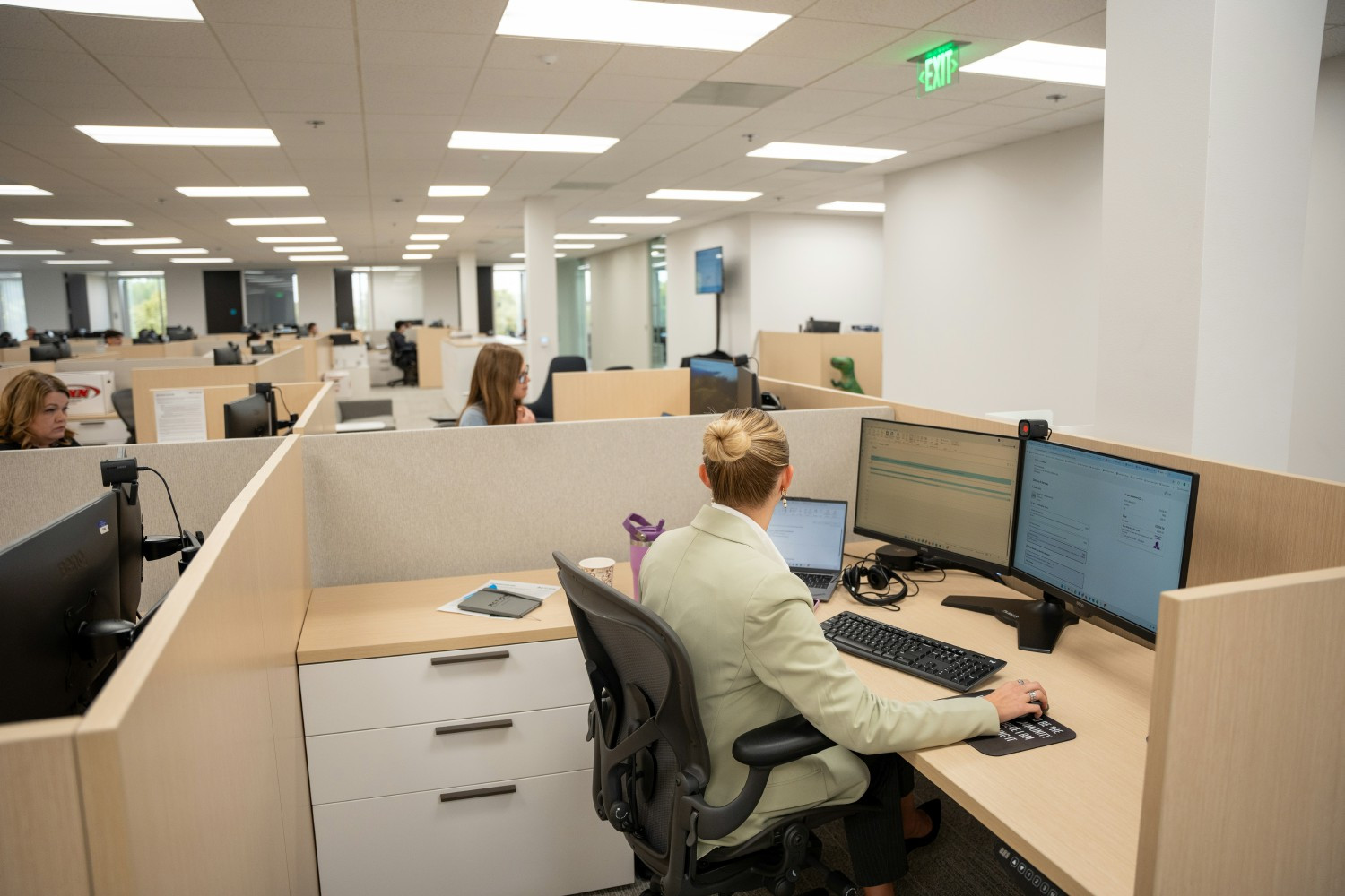 Most of our employees on a hybrid schedule come into the office and use floater desks.