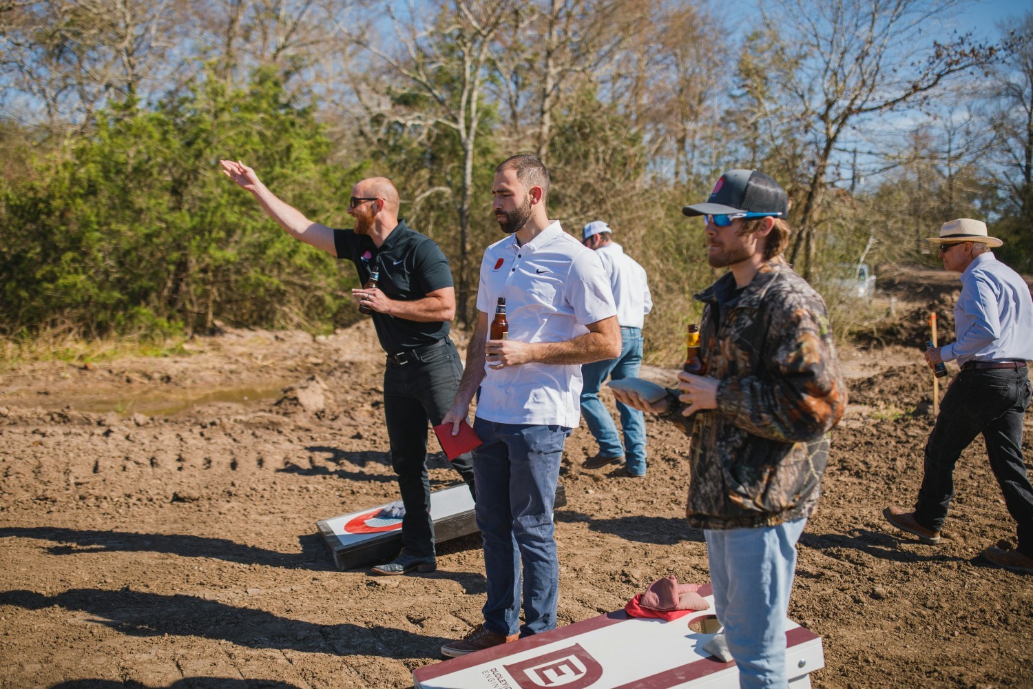 The game of cornhole is a DUDLEY tradition and one of many ways that the team bonds in their downtime. 