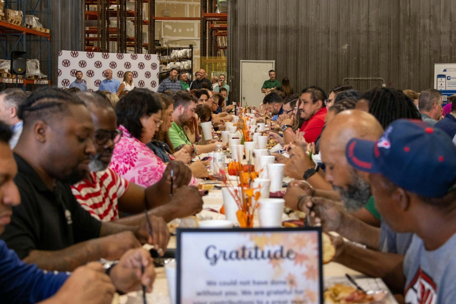 Gratitude during our Thanksgiving “High-Five” event, where we all come together as a team and break bread