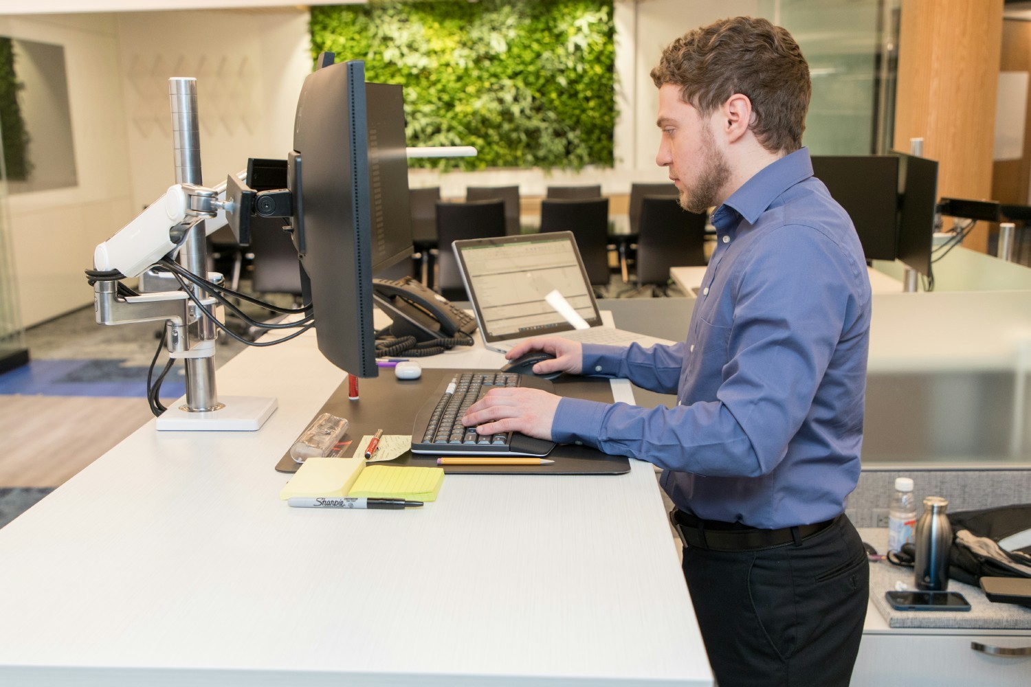 Our state-of-the-art new office renovation includes ergonomic standing desks for our team to promote employee wellness.