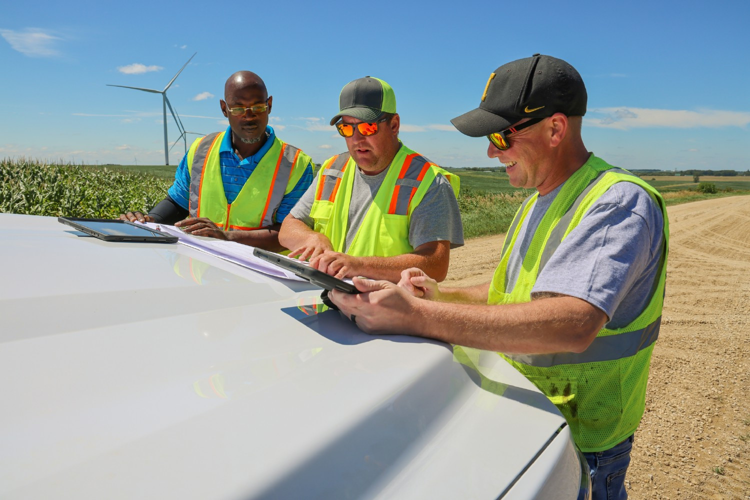 Operating company, Communications Network Engineering, working on a broadband field project.