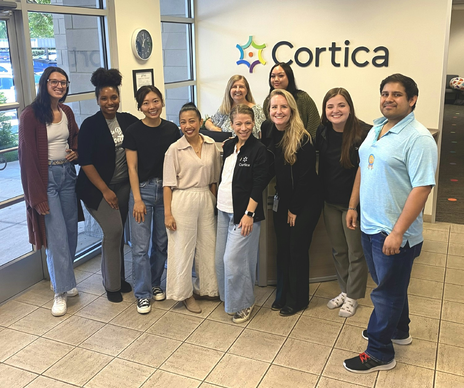 Members of Cortica Plano's front office administration, developmental therapy, ABA, and HR teams.