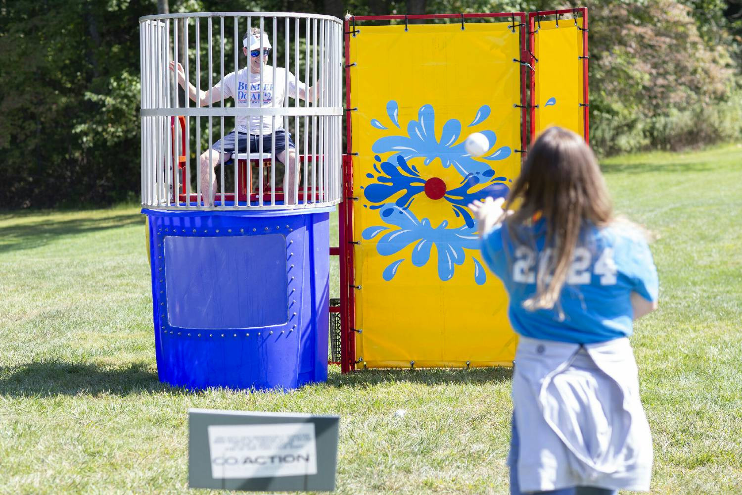 Our executives took turns in the dunk dank to collet donations for the Insurance Industry Charitable Foundation.