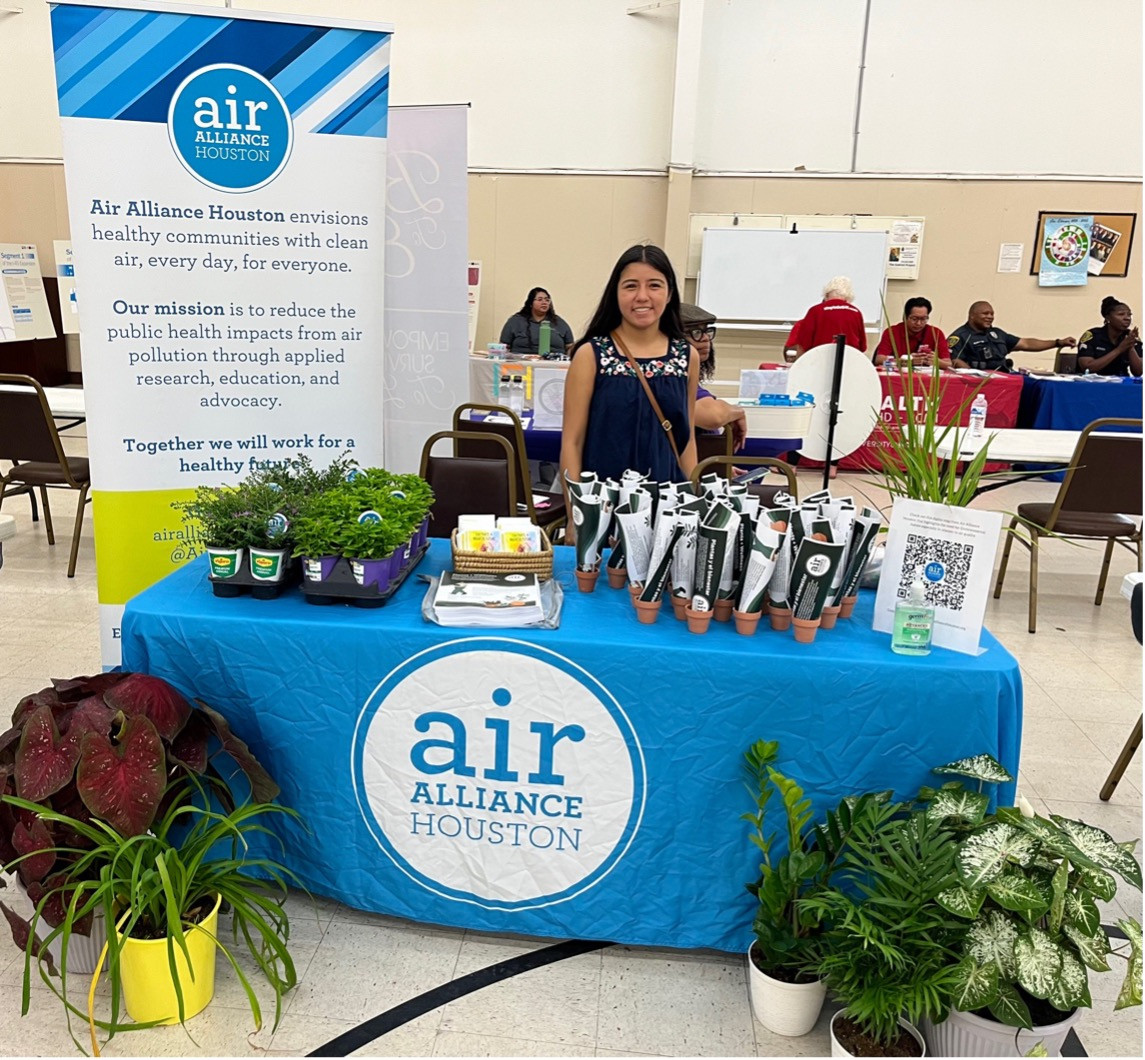 Our tabling display at a local community resource event staffing by one of our student interns. 