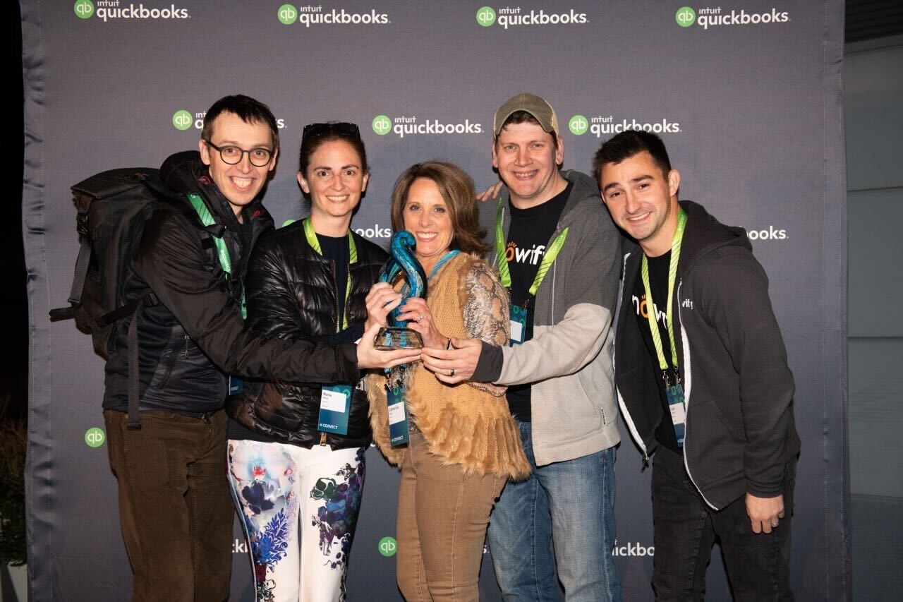 Some of the Knowify team accepts an award at QuickBooks Connect in Las Vegas, Nevada. 